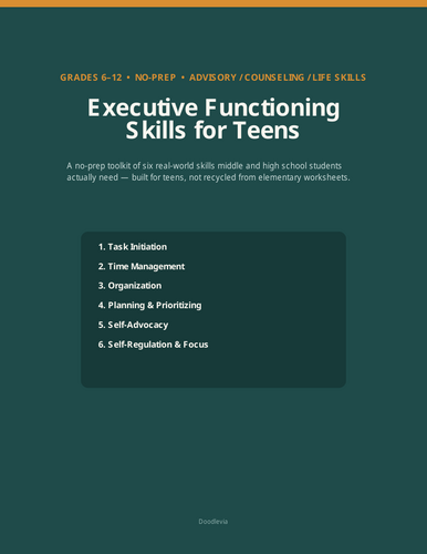 Executive Functioning Skills for Teens | No-Prep Life Skills Toolkit Grades 6-12