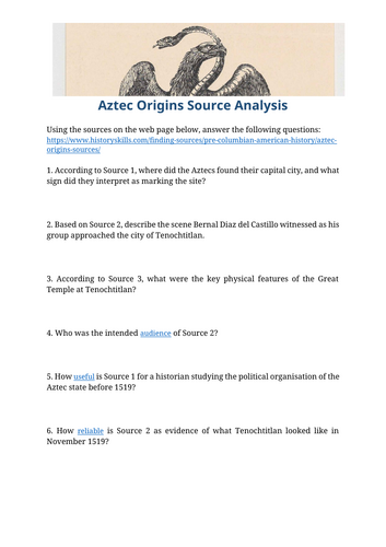 Origin and Rise of the Aztec Source Analysis Worksheet