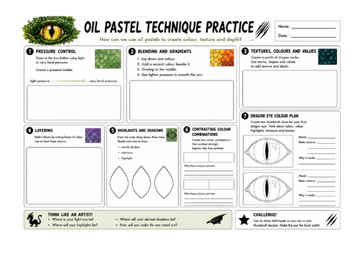 Year 6 Art: Creating a Lifelike Oil-Pastel Dragon Eye