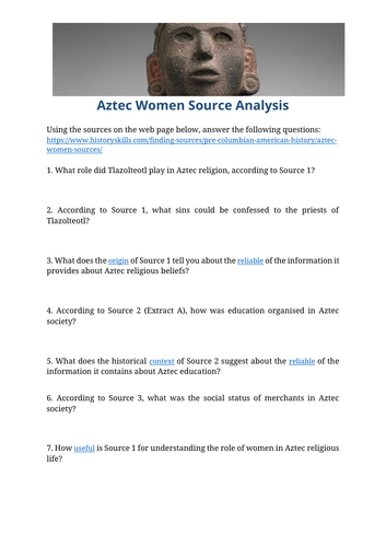 Aztec Women Source Analysis Worksheet