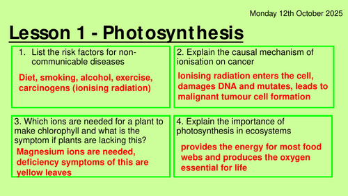 AQA GCSE Biology Bioenergetics Slides