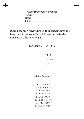 Adding Decimals