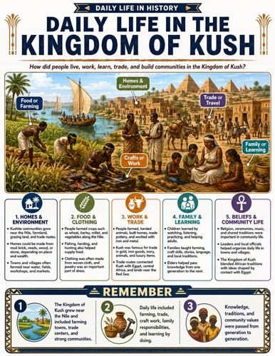 Daily Life in the Kingdom of Kush I Educational Poster
