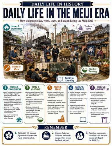 Daily Life in the Meiji Era I Educational Poster