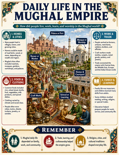 Daily Life in the Mughal Empire I Educational Poster