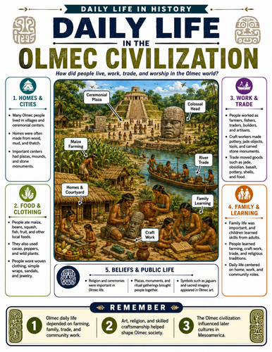 Daily Life in the Olmec Civilization I Educational Poster