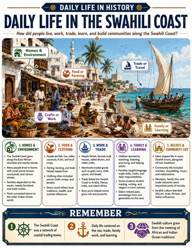 Daily Life in the Swahili Coast I Educational Poster