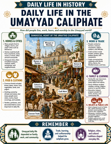 Daily Life in the Umayyad Caliphate I Educational Poster