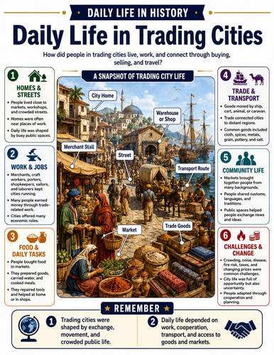 Daily Life in Trading Cities I Educational Poster