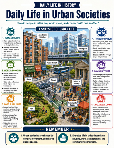 Daily Life in Urban Societies I Educational Poster