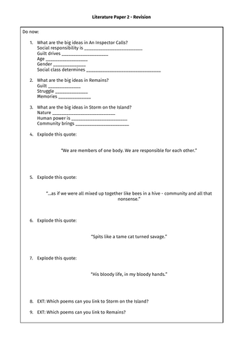Literature Paper 2 - Walk Talk Mock