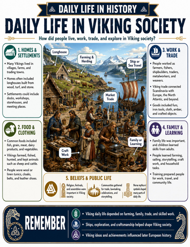 Daily Life in Viking Society I Educational Poster