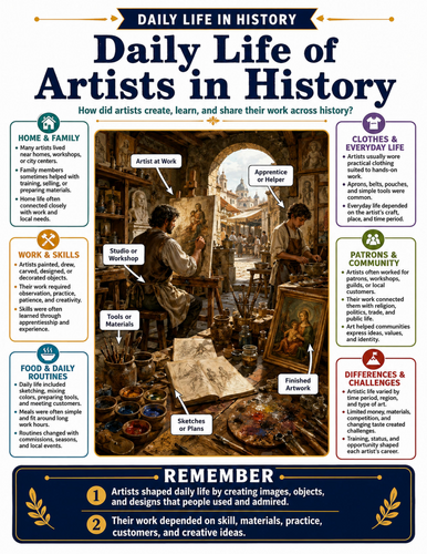 Daily Life of Artists in History I Educational Poster