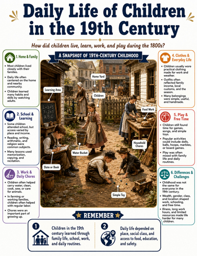 Daily Life of Children in the 19th Century I Educational Poster