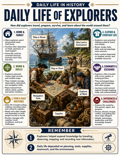 Daily Life of Explorers I Educational Poster