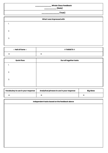 Whole Class Feedback Template