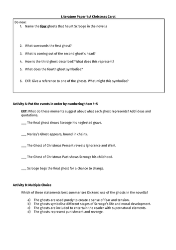 A Christmas Carol - The Ghosts Revision