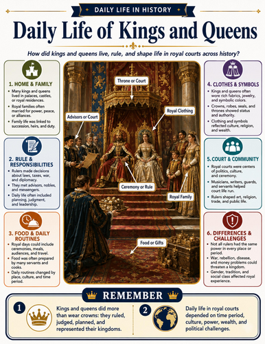 Daily Life of Kings and Queens I Educational Poster