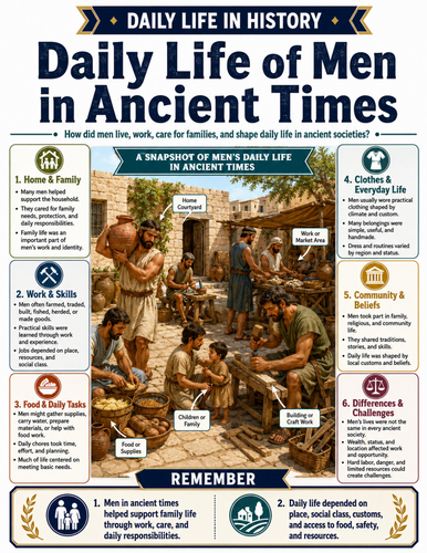Daily Life of Men in Ancient Times I Educational Poster