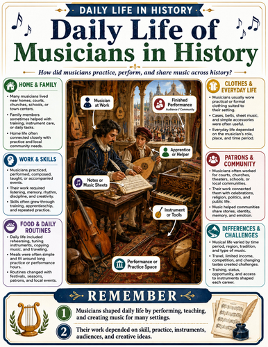 Daily Life of Musicians in History I Educational Poster
