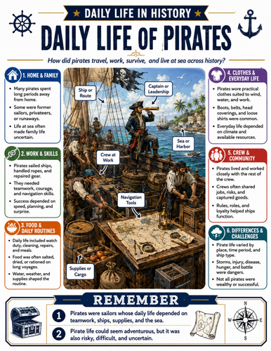 Daily Life of Pirates I Educational Poster