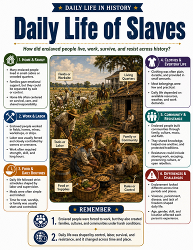 Daily Life of Slaves I Educational Poster