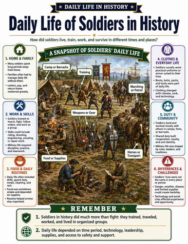 Daily Life of Soldiers in History I Educational Poster