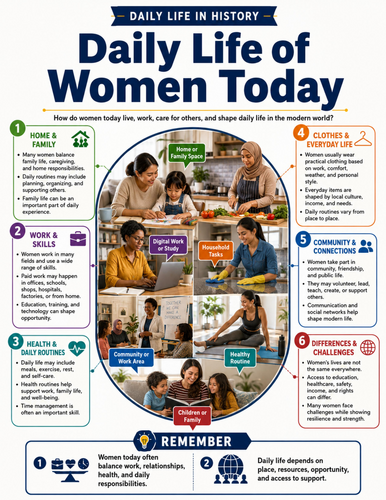 Daily Life of Women Today I Educational Poster