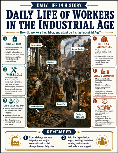 Daily Life of Workers in the Industrial Age I Educational Poster