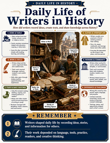 Daily Life of Writers in History I Educational Poster