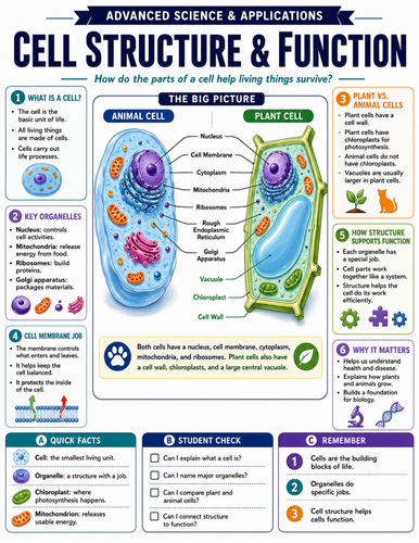 Cell Structure & Function I Educational Poster
