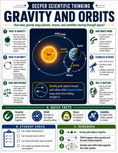 Gravity and Orbits I Educational Poster