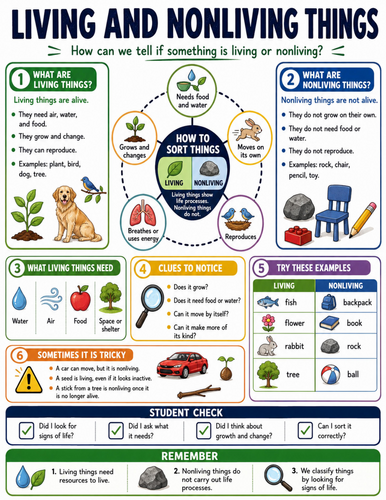 Living and Nonliving Things I Educational Poster