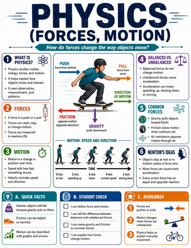 Physics - Forces and Motion I Educational Poster