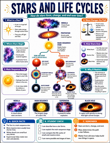 Stars and Life Cycles I Educational Poster