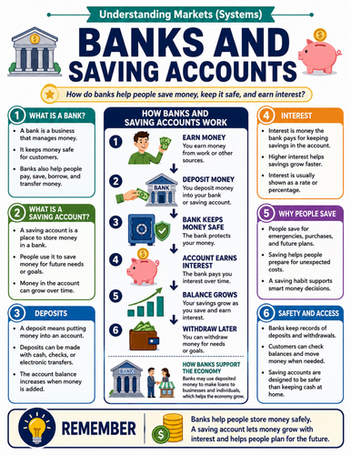 Banks and Savings Accounts I Educational Poster