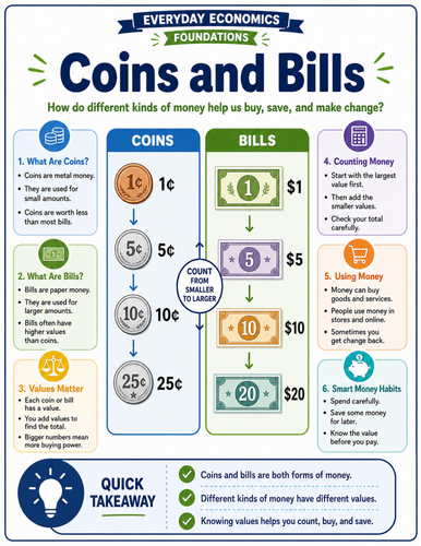 Coins and Bills I Educational Poster