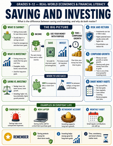 Saving and Investing I Educational Poster