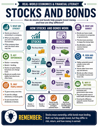 Stocks and Bonds I Educational Poster