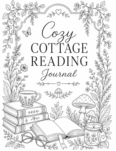 Cozy Cottage Reading Journal Printable | Vintage Book Tracker & Review Log PDF