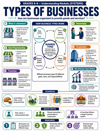 Types of Businesses I Educational Poster