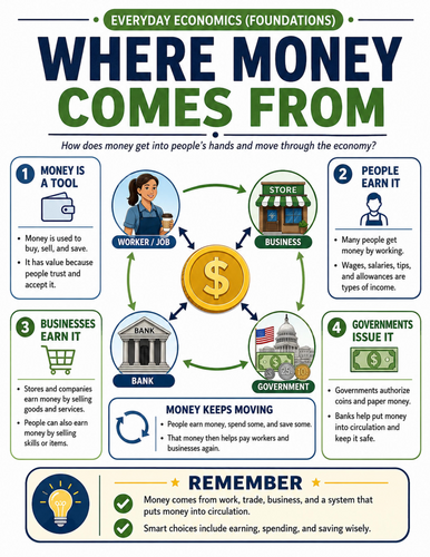 Where Money Comes From I Educational Poster