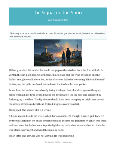 Year 6 SATs Reading Comprehension: The Signal on the Shore