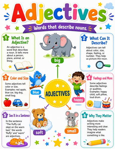 Adjectives I Elementary School Poster I Classroom Decor