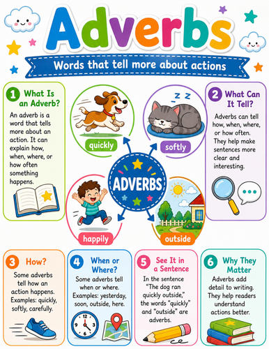 Adverbs I Elementary School Poster I Classroom Decor