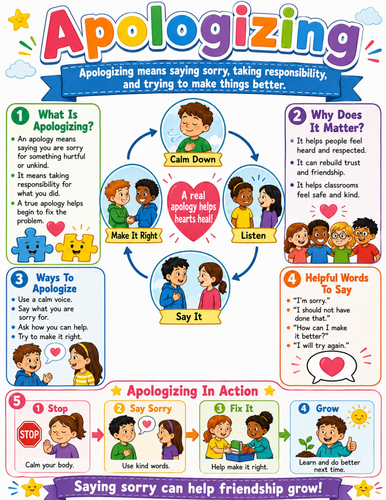 Apologizing I Elementary School Poster I Classroom Decor