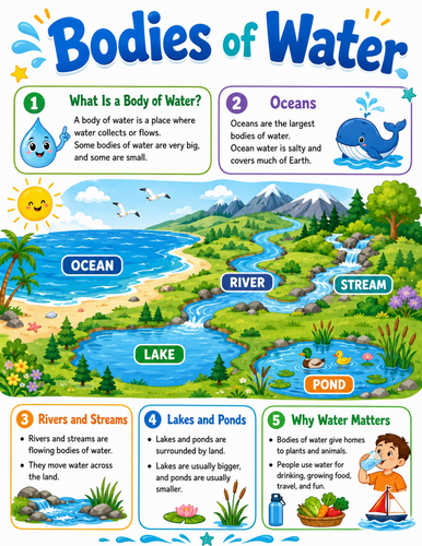 Bodies of Water I Elementary School Poster I Classroom Decor