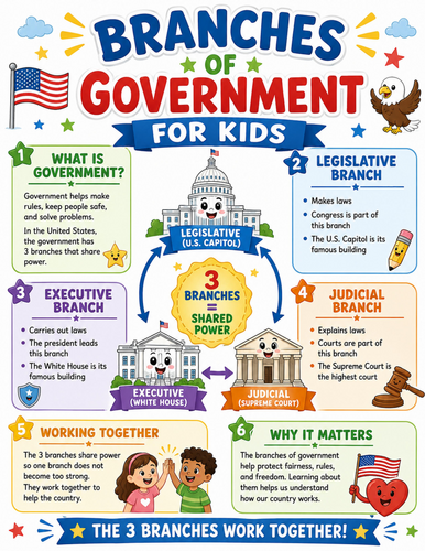 Branches of Government I Elementary School Poster I Classroom Decor