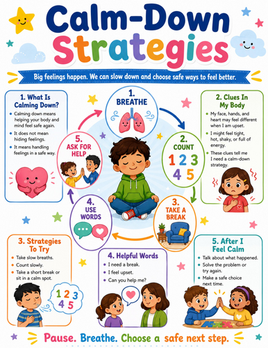 Calm-Down Strategies I Elementary School Poster I Classroom Decor