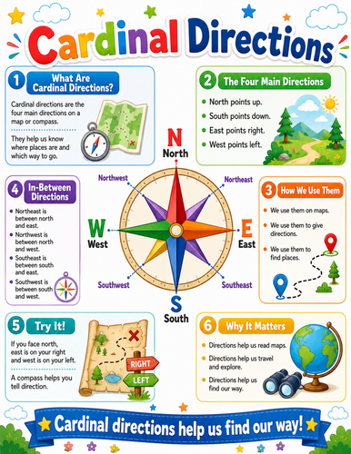 Cardinal Directions I Elementary School Poster I Classroom Decor